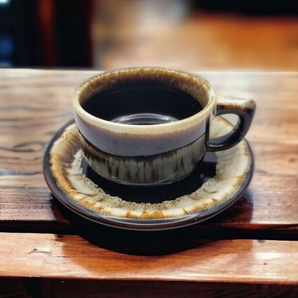 Pfaltzgraff Brown Drip Glaze Cup Saucer Coffee Tea Replacement Set Brown Vintage - Picture 9 of 9